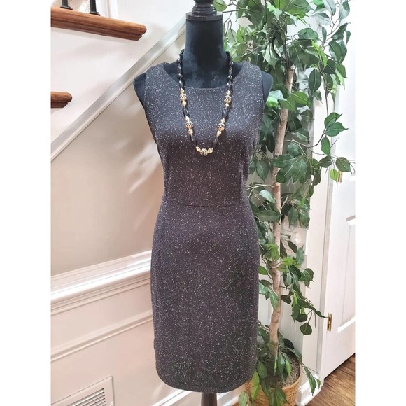 Womens Black Polyester Round Neck Sleeveless Casual Knee Length Dress Size Large - Picture 8 of 12